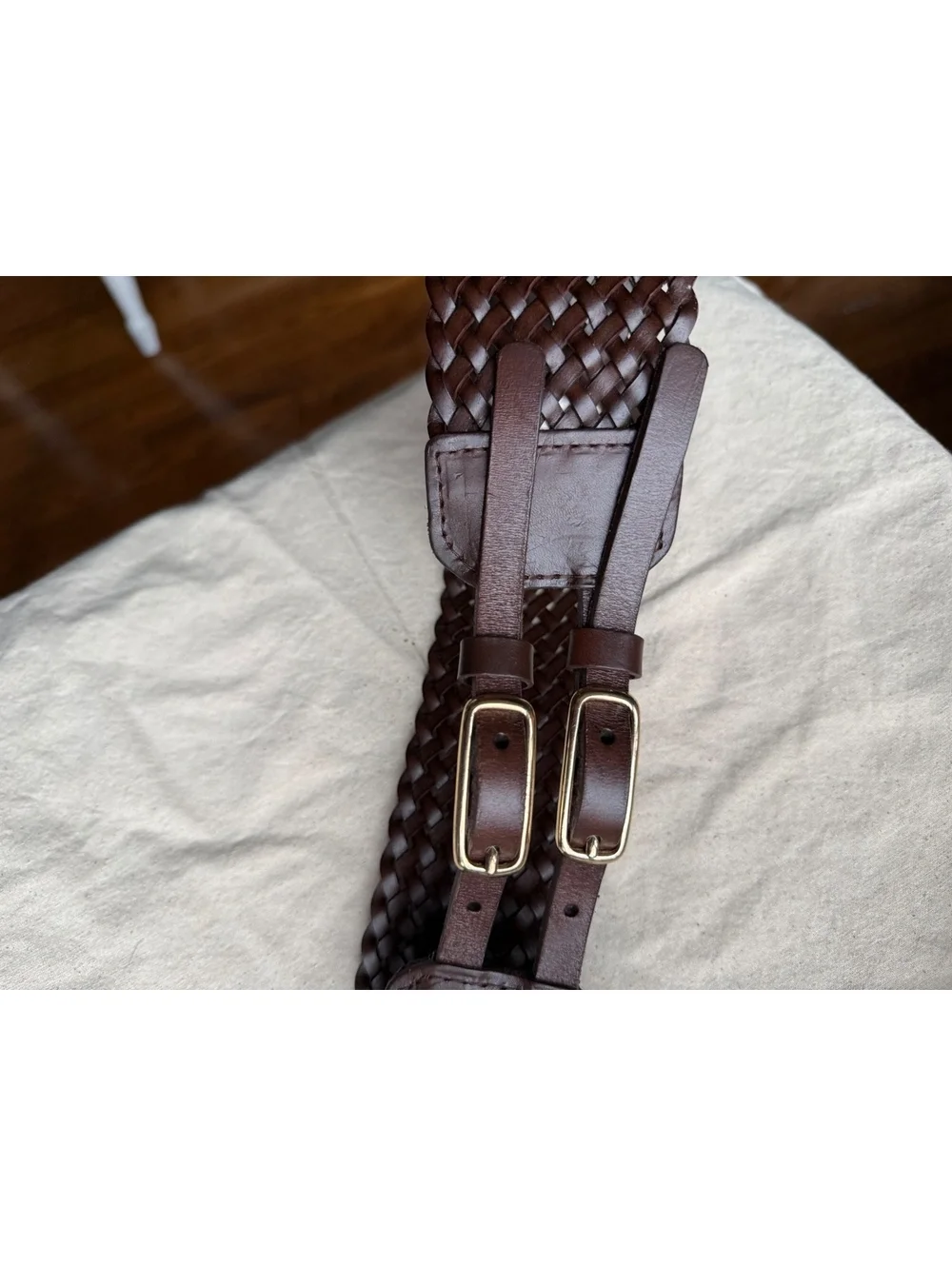 Talbots Brown Woven Leather Adjustable Belt Size Small